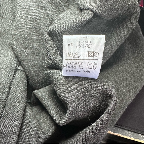 Tenax Charcoal Mock Neck Dress, Black Ruffle Details, Long Semi-Sheer Sleeves - Picture 10 of 13